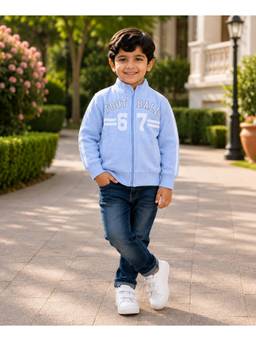 Bumzee - Sky Blue Boys Full Sleeves Zipper Jacket