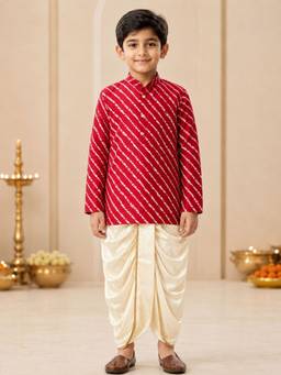 Vastramay - Navy Blue Rayon Striped Thigh Length Kurta And Dhoti