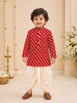 Vastramay - Navy Blue Rayon Striped Thigh Length Kurta And Dhoti