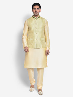 KISAH - Men Gold Kurta Jacket (Set of 3)