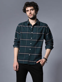 High Star - Classic Windowpane Checks Opaque Pure Cotton Casual Shirt