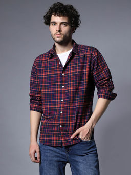 High Star - Classic Regular Fit Tartan Checked Opaque Cotton Casual Shirt