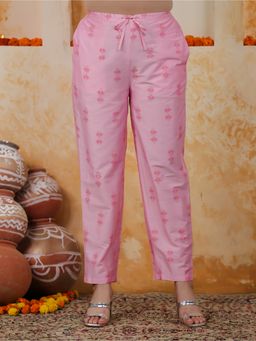 ARAMYA - Pink Chanderi Ikat Pant