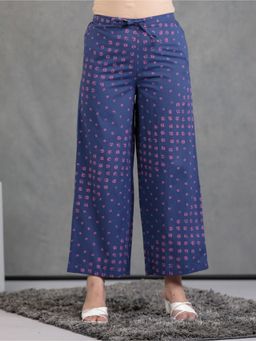 ARAMYA - Blue Soft Cotton Bandhani Palazzo