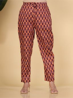 ARAMYA - Purple Soft Cotton Floral Pant