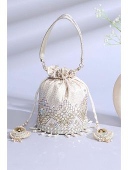Biba - Women White Polycotton Potli Bag