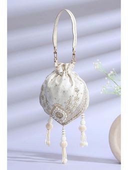 Biba - Women White Polycotton Potli Bag