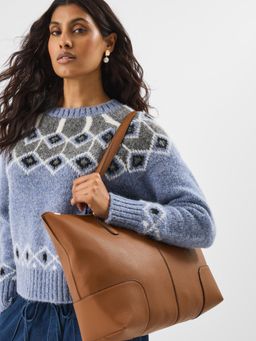 Accessorize London - Women's Tan Plain Tote Bag
