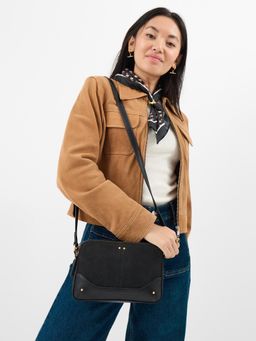 Accessorize London - Women'S Black Classic Double Zip Sling Bag