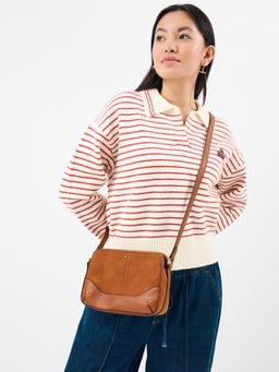 Accessorize London - Women'S Tan Classic Double Zip Sling Bag