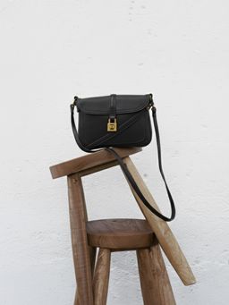 Accessorize London - Women's Black Padlock Sling Bag