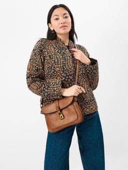 Accessorize London - Women's Tan Padlock Satchel Sling Bag