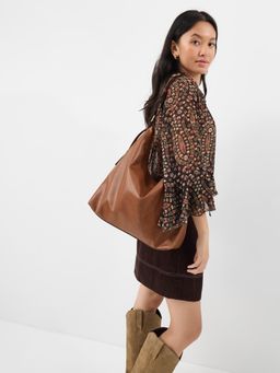 Accessorize London - Women's Tan Slouchy Buckle Strap Handbag