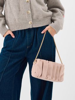 Accessorize London - Women's Ruched Faux Suede Clutch