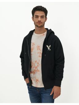 American Eagle - Men Black Graphic Zip-Up Hoodie