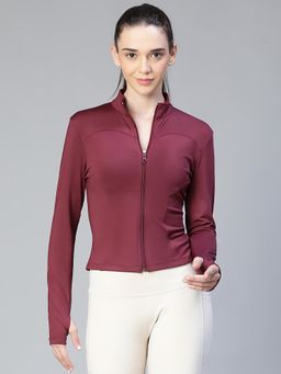 Athlisis - Maroon Women Solid Dry-Fit Outdoor Jacket