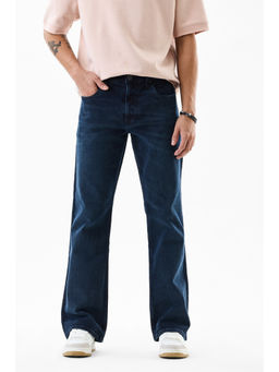 Snitch - Navy Blue Solid Bootcut Casual Jeans