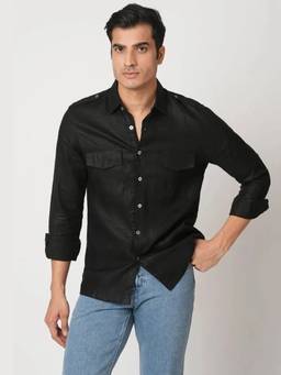 B Label - Black Sequoia Elbow Patch Shirt