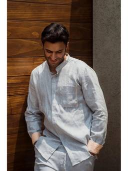 B Label - Grey Drift Chinese Collar Shirt