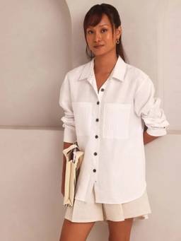 B Label - White Ivory Pin Tuck Shirt
