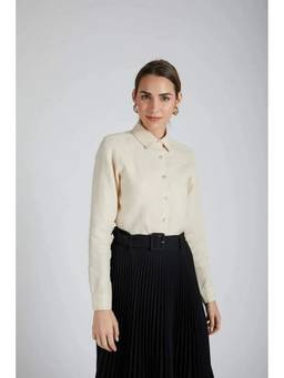 B Label - Beige Slimfit Mist Full Sleeve Shirt
