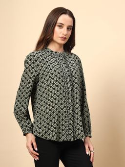 Gipsy - Green Top with Front Pleating and Metal Button
