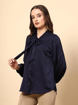 Gipsy - Navy Top Shine Button and Collar Tie