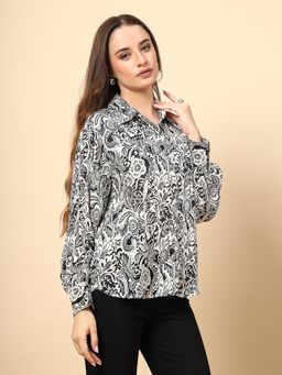 Gipsy - Black Shirt with Printed Fabric