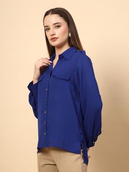Gipsy - Cobalt Blue Shirt with Front Metal Button