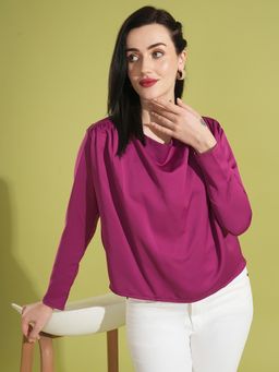 Globus - Women Magenta Solid Gathered Detail Party Top