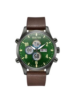 Reaction Kenneth Cole - ANA-DIGIT Green Brown Synthetic Leather Strap Watch for Mens - KRWGD2191806