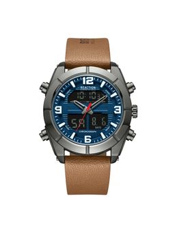 Reaction Kenneth Cole - ANA-DIGIT Blue Tan Leather Strap Sports Wear Watch for Mens - KRWGD9005501