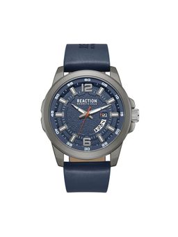 Reaction Kenneth Cole - 3 Hands With Date Blue Leather Strap Watch for Mens - KRWGB9006101