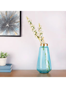 HomeTown - Diva Metal and Glass Vase in Sea green