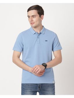 Lee - Men Solid Blue Polo T-Shirt (Slim)