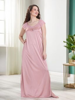 Quira - Women Pink Lycra Printed Nightdress