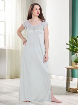 Quira - Women Grey Lycra Printed Nightdress