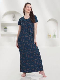 Quira - Women Green Viscose Rayon Printed Nightdress