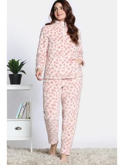 Zivame - Women Beige Polyester Printed Jacket with Pyjama