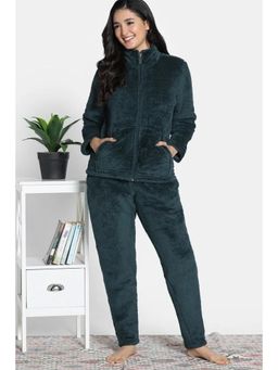 Zivame - Women Green Polyester Solid Jacket with Pyjama