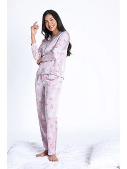 Zivame - Women Grey Satin Printed Top with Pyjama