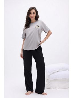 Zivame - Women Black Cotton Printed Top with Pyjama