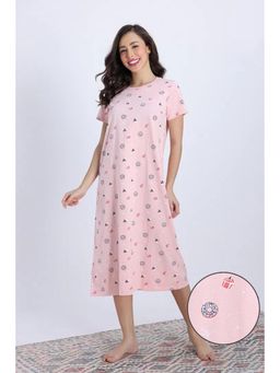 Zivame - Women Pink Cotton Printed Nightdress