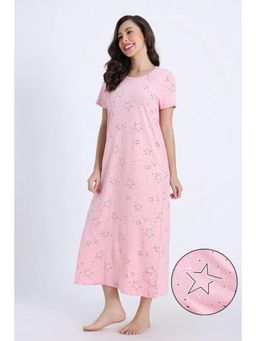 Zivame - Women Pink Cotton Printed Nightdress