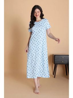 Zivame - Women Blue Cotton Printed Nightdress