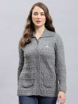 Monte Carlo - Women Grey Self Design Cardigan