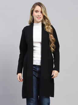 Monte Carlo - Women Black Solid/Plain Cardigan
