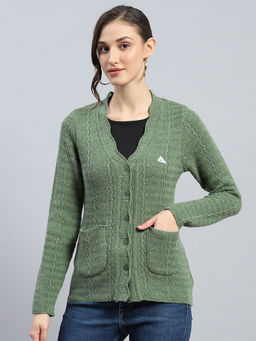 Monte Carlo - Women Green Self Design Cardigan