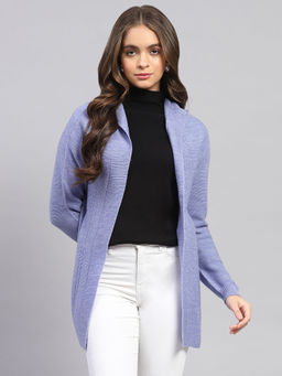 Monte Carlo - Women Blue Self Design Cardigan