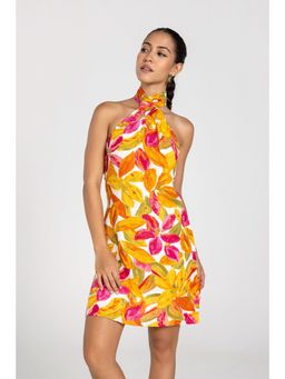 PAST MODERN - Orange Scarf Wrap Mini Dress
